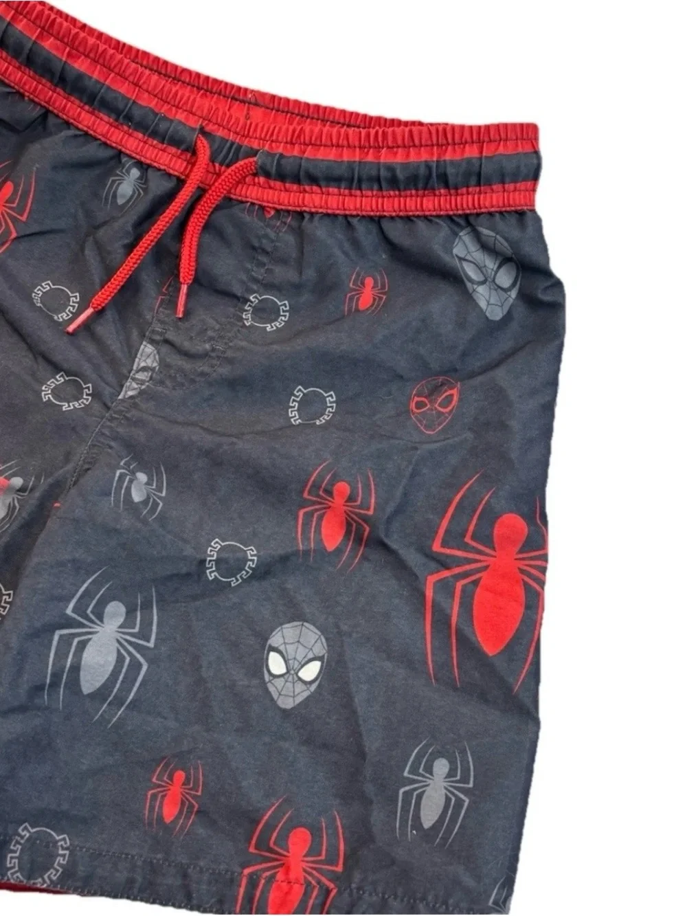 Marvel Spider-Man Boys Swim Set Size 7 Shirt & Swim Trunks Gray Red 2-Piece